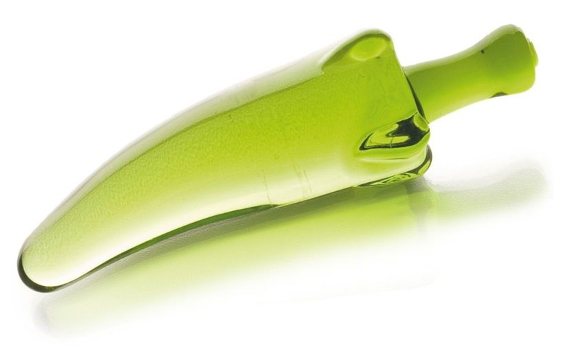 Купить Зелёный анальный стимулятор из стекла в форме перчика - 15,5 см. в Москве.