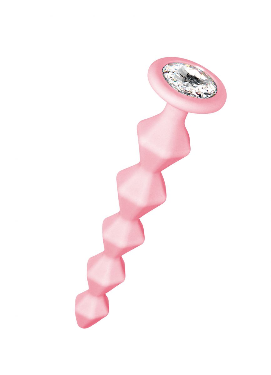 Купить Розовая анальная цепочка с кристаллом Buddy - 17,7 см. в Москве.