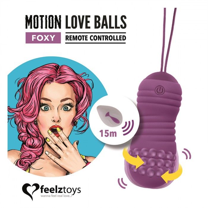 Купить Фиолетовые вагинальные шарики с вращением бусин Remote Controlled Motion Love Balls Foxy в Москве.