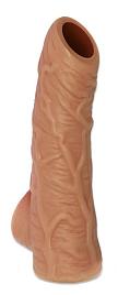 Купить Телесная открытая насадка-реалистик с подхватом мошонки Nude Sleeve L - 14 см. в Москве.