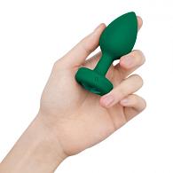 Купить Зеленая анальная вибровтулка с кристаллом Vibrating Jewel Plug M/L - 10,5 см. в Москве.