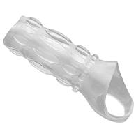 Купить Насадка на пенис с кольцом для мошонки Clear Sensations Enhancer Sex Sleeve - 11,5 см. в Москве.