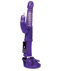 Купить Фиолетовый вибратор с клиторальным стимулятором и крепкой присоской в основании в Москве.