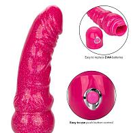Купить Розовый вибратор-реалистик с блестками Naughty Bits Lady Boner Bendable Personal Vibrator - 20 см. в Москве.