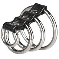 Купить Хомут на пенис из трех металлических колец и кольца для привязи 3 RING GATES OF HELL в Москве.