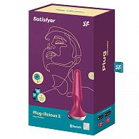 Купить Малиновая анальная пробка с вибрацией Satisfyer Plug-ilicious 2 - 14 см. в Москве.