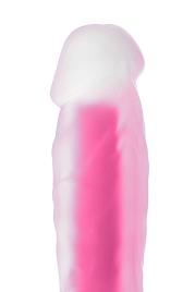 Купить Прозрачно-розовый, светящийся в темноте фаллоимитатор  Не-Он  - 20 см. в Москве.
