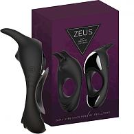 Купить Черное эрекционное кольцо с двумя моторами Zeus Dual Vibe Cock Ring в Москве.