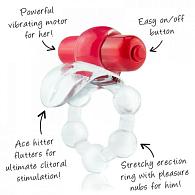 Купить Виброкольцо с язычком и красным виброэлементом Overtime в Москве.