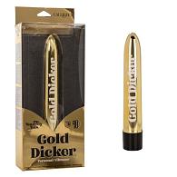 Купить Золотистый классический вибратор Naughty Bits Gold Dicker Personal Vibrator - 19 см. в Москве.