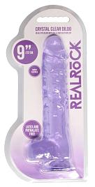 Купить Фиолетовый фаллоимитатор Realrock Crystal Clear 9 inch - 25 см. в Москве.