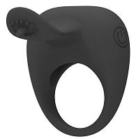 Купить Чёрное эрекционное кольцо с вибрацией и клиторальным язычком в Москве.
