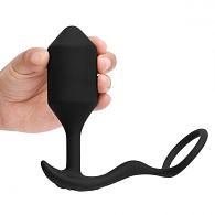 Купить Черная анальная вибропробка с эрекционным кольцом Vibrating Snug   Tug XL в Москве.
