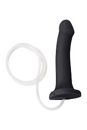 Купить Черный фаллос с имитацией эякуляции Silicon Cum Dildo L - 19,6 см. в Москве.