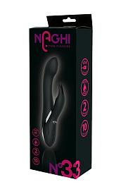 Купить Черный вибратор-кролик NAGHI NO.33 RECHARGEABLE DUO VIBRATOR - 23 см. в Москве.