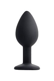 Купить Черная анальная втулка с прозрачным стразом - 7,2 см. в Москве.