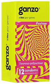 Купить Презервативы анатомической формы с точечной и ребристой структурой Ganzo Extase - 12 шт. в Москве.