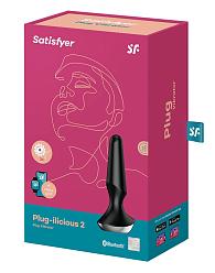 Купить Черная анальная пробка с вибрацией Satisfyer Plug-ilicious 2 - 14 см. в Москве.