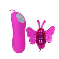 Купить Розовый вибростимулятор с насадкой в виде бабочки в Москве.