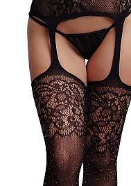 Купить Эффектный комбинезон со стразами Suspender Rhinestone Bodystocking в Москве.