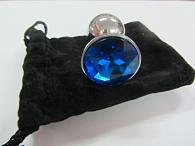 Купить Анальное украшение BUTT PLUG  Small с синим кристаллом - 7 см. в Москве.