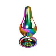 Купить Радужная анальная пробка Rainbow Metal Plug Small - 9,4 см. в Москве.