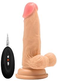 Купить Телесный вибратор-реалистик Vibrating Realistic Cock 6  With Scrotum - 15 см. в Москве.