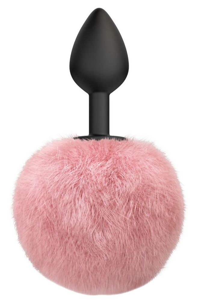 Купить Черная анальная пробка с розовым пушистым хвостиком Fluffy в Москве.