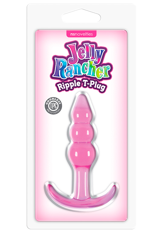 Купить Розовая анальная пробка Jelly Rancher T-Plug Ripple - 10,9 см. в Москве.