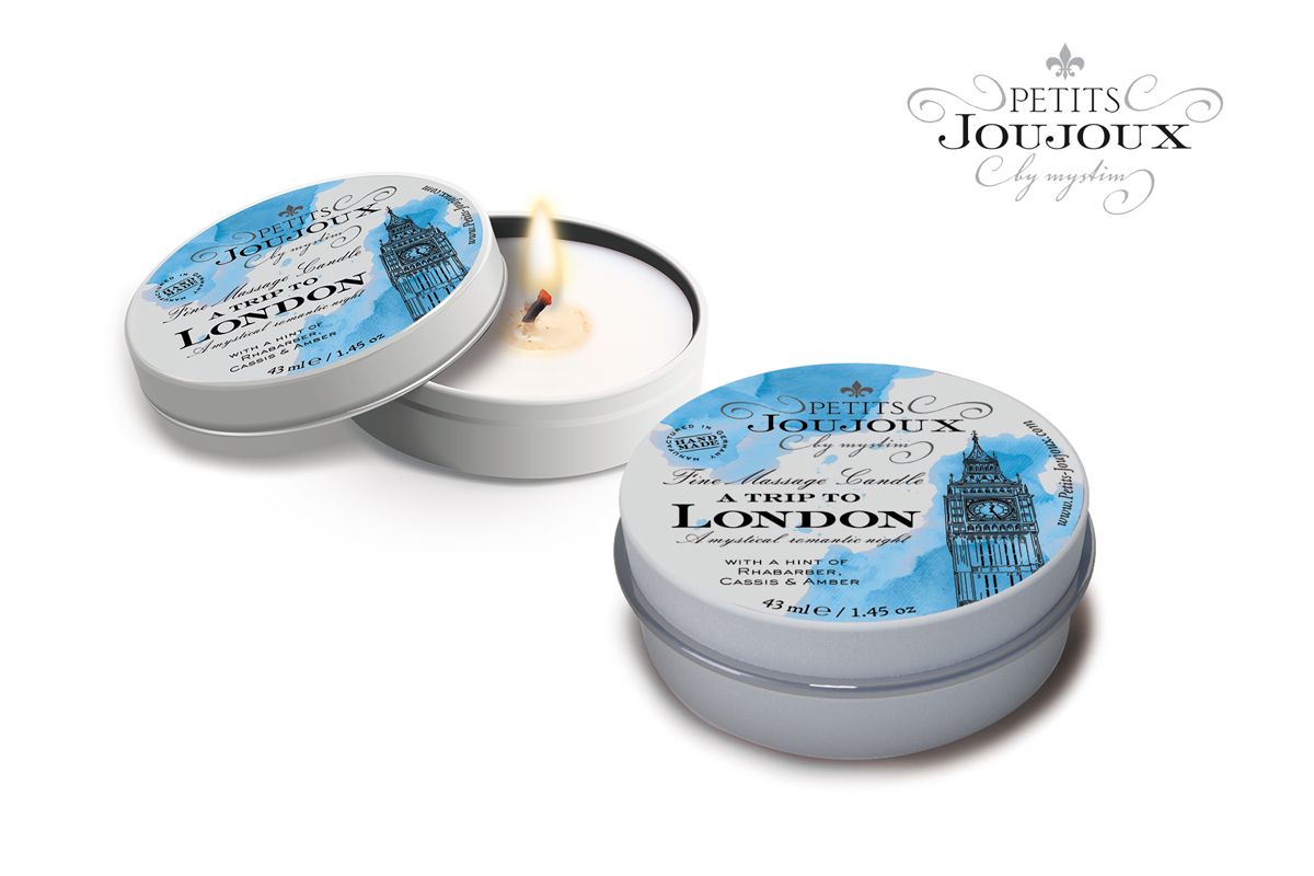 Купить Массажная свеча Petits Joujoux Petits Joujoux London с ароматом ревеня, амбры и чёрной смородины - 33 гр. в Москве.