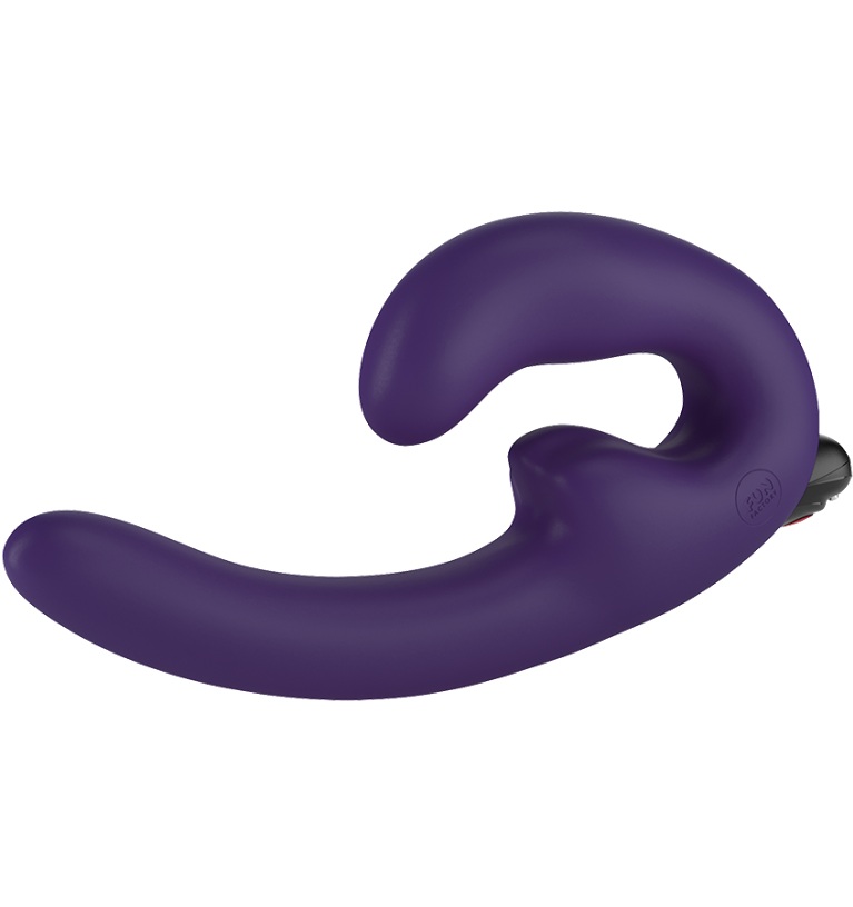 Купить Фиолетовый страпон с вибрацией Sharevibe - 22 см. в Москве.