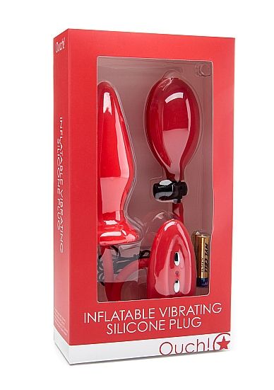 Купить Красный анальный стимулятор с функцией расширения и вибрацией Inflatable Vibrating Silicone Plug - 12,2 см. в Москве.