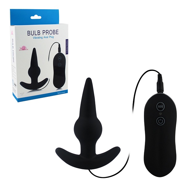 Купить Чёрная анальная пробка Bulb Probe Vibrating Anal Plug с вибрацией в Москве.