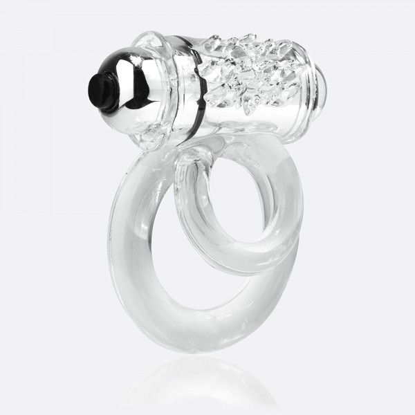 Купить Прозрачное эрекционное кольцо с шишечками и подхватом мошонки DOUBLE O 6 CLEAR в Москве.