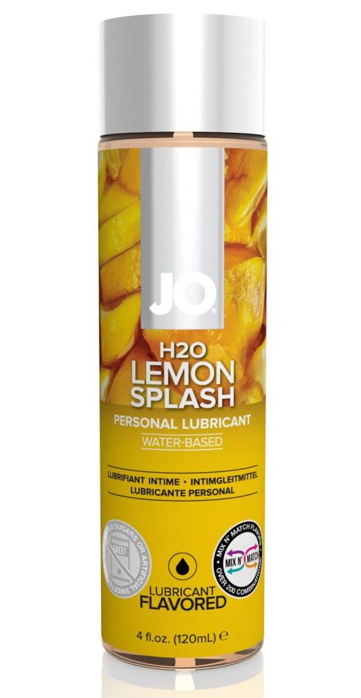 Купить Ароматизированный лубрикант на водной основе со вкусом лимона JO Flavored Lemon Splash - 120 мл. в Москве.