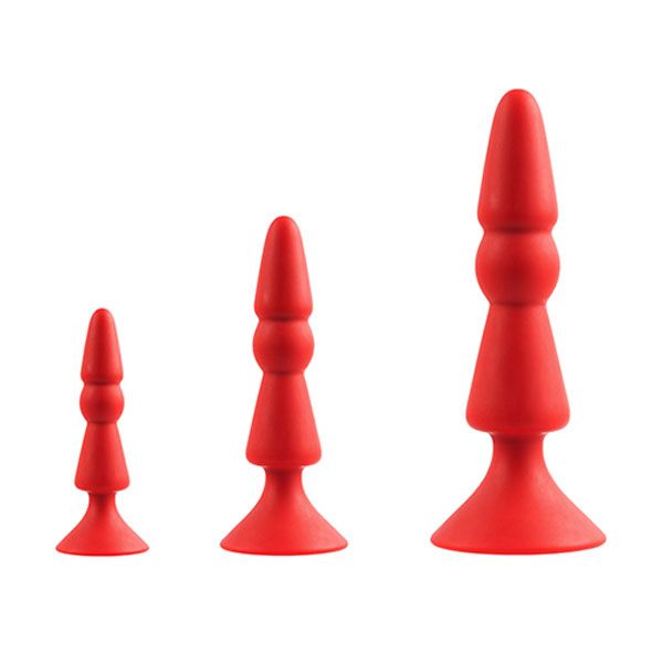 Купить Набор из красных анальных силиконовых втулок MENZSTUFF 3-PIECE ANAL CONE SET в Москве.