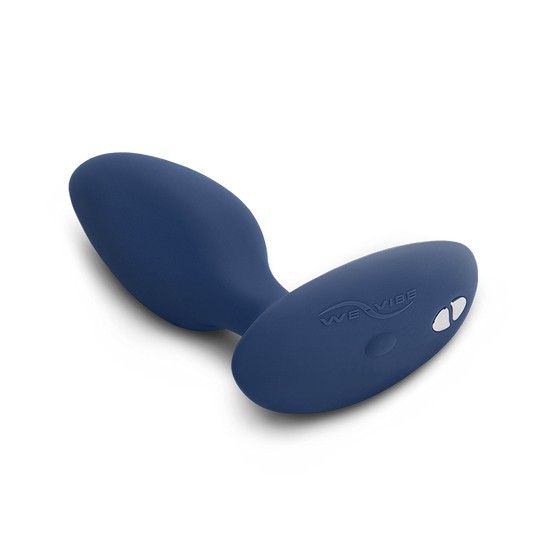 Купить Синяя анальная пробка для ношения Ditto с вибрацией и пультом ДУ - 8,8 см. в Москве.