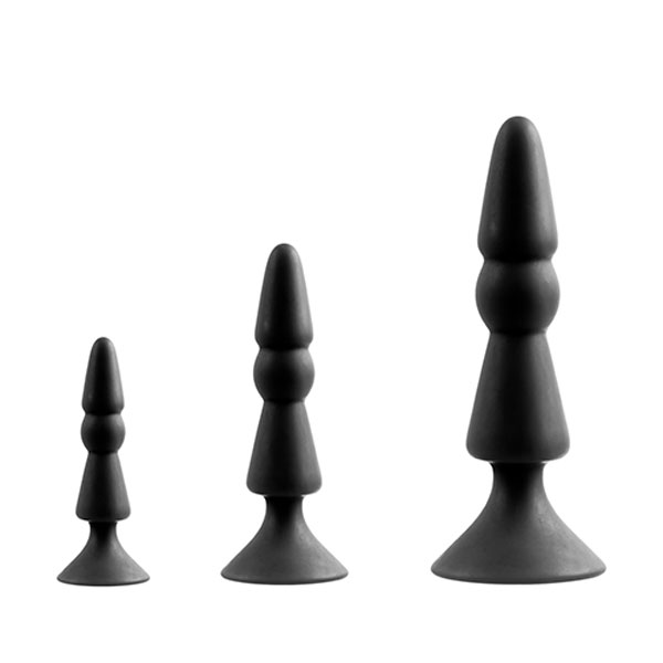 Купить Набор из черных анальных силиконовых втулок MENZSTUFF 3-PIECE ANAL CONE SET в Москве.