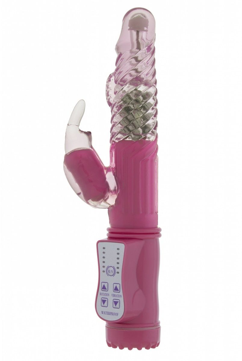 Купить Розовый вибратор Vibrating Rabbit с клиторальным отростком - 22 см. в Москве.