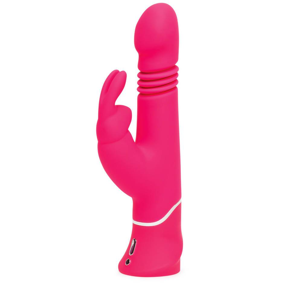 Купить Розовый вибратор Thrusting Realistic Rechargeable Rabbit Vibrator с имитацией толчков - 22,8 см. в Москве.