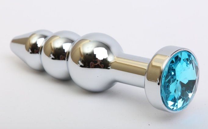 Купить Серебристая анальная ёлочка с голубым кристаллом - 11,2 см. в Москве.