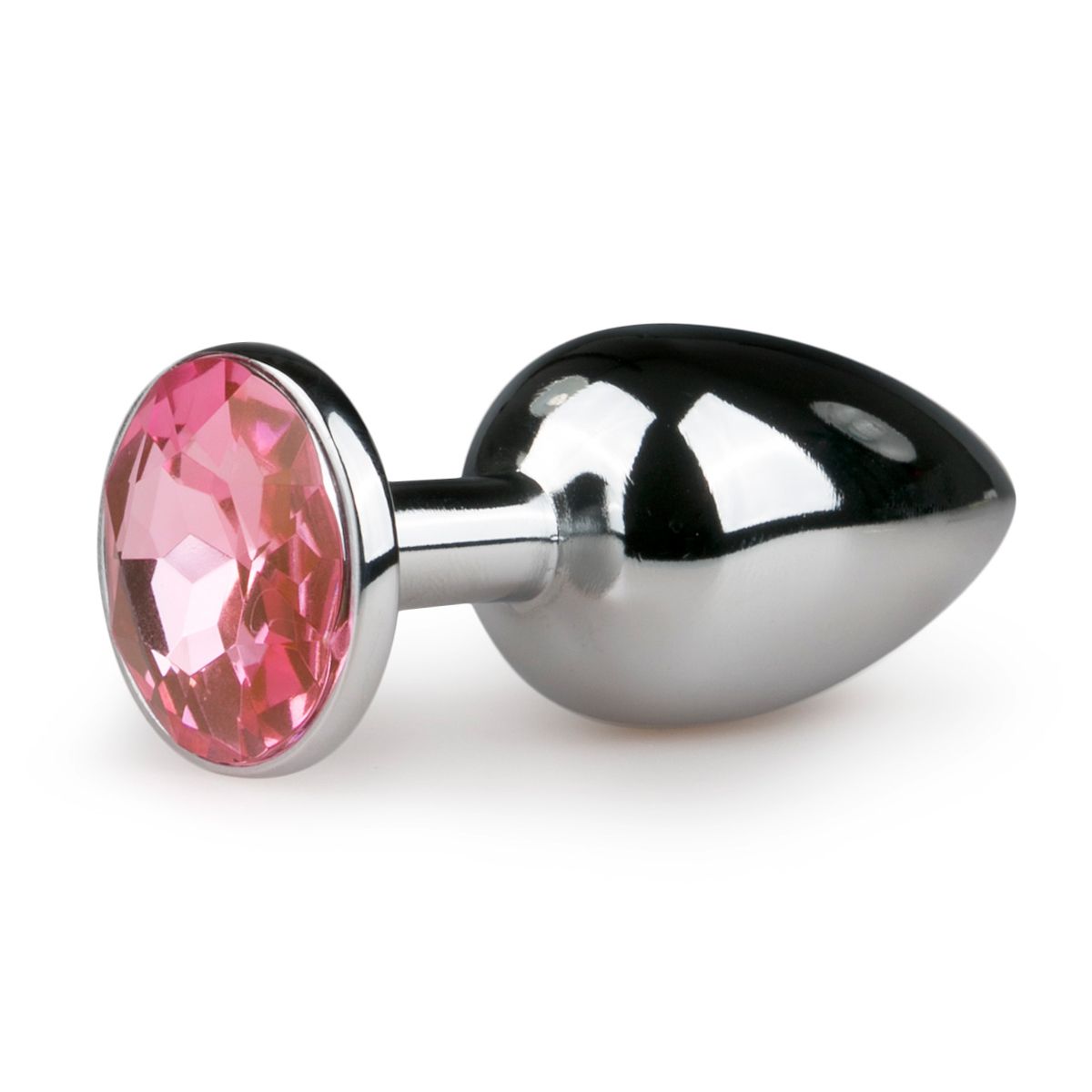Купить Серебристая анальная пробка с розовым кристаллом Metal Butt Plug - 7,2 см. в Москве.