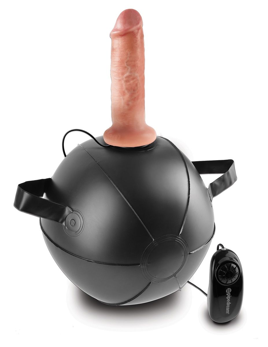 Купить Мини-мяч с фаллической насадкой телесного цвета и вибрацией Vibrating Mini Sex Ball with 6  Dildo - 15,2 см. в Москве.