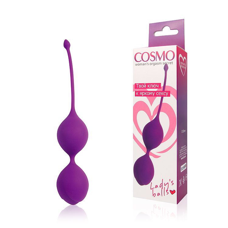 Купить Фиолетовые двойные вагинальные шарики с хвостиком Cosmo в Москве.