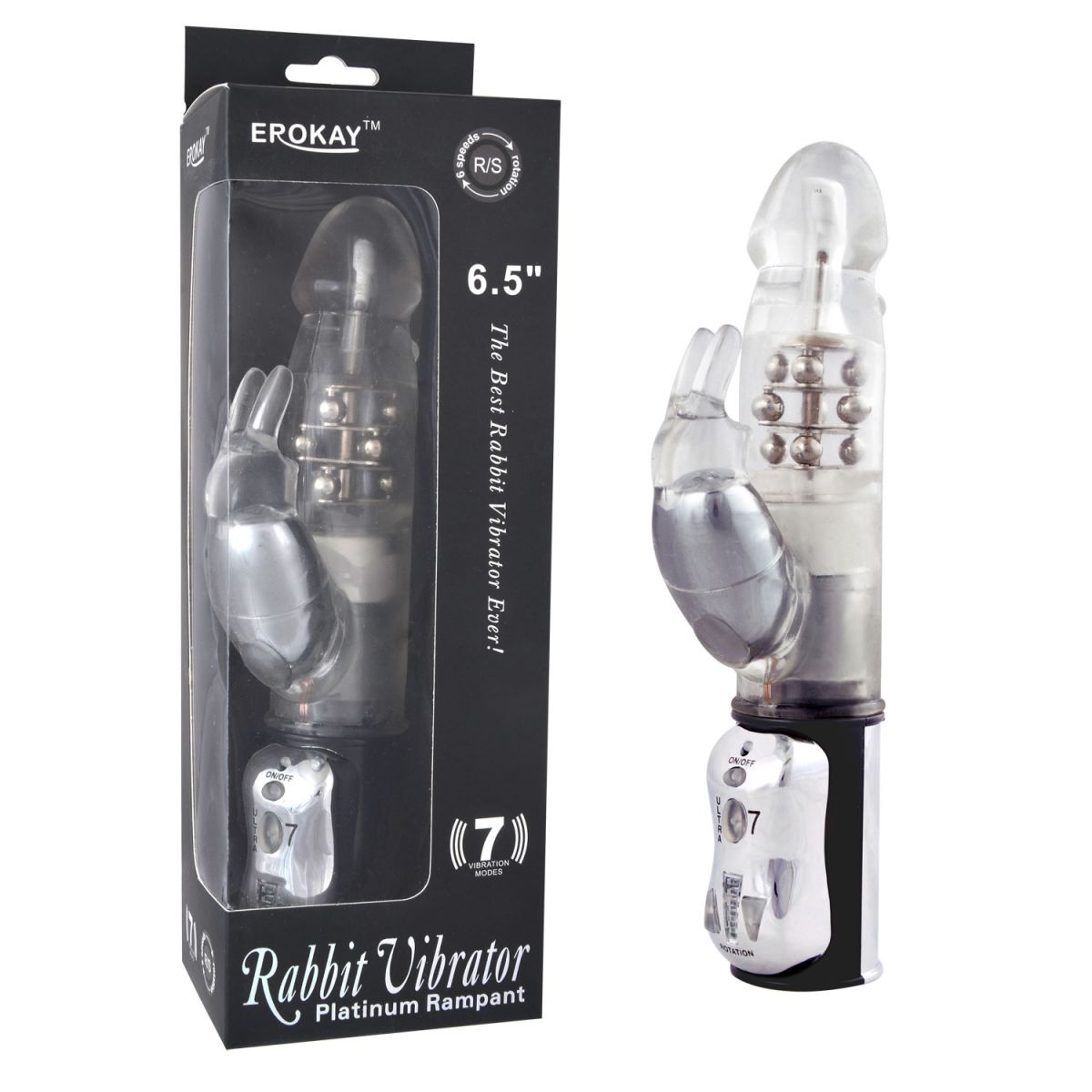 Купить Вибратор Classicle Rabbit Silver с ротацией - 24 см. в Москве.