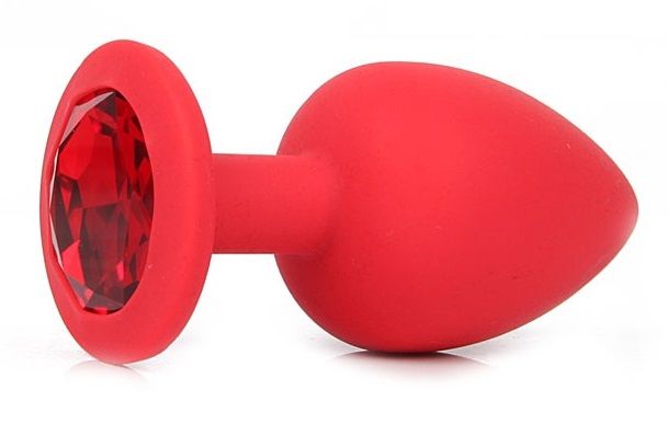 Купить Красная силиконовая пробка с красным кристаллом размера L - 9,2 см. в Москве.