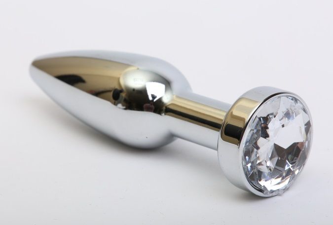 Купить Удлинённая серебристая пробка с прозрачным кристаллом - 11,2 см. в Москве.