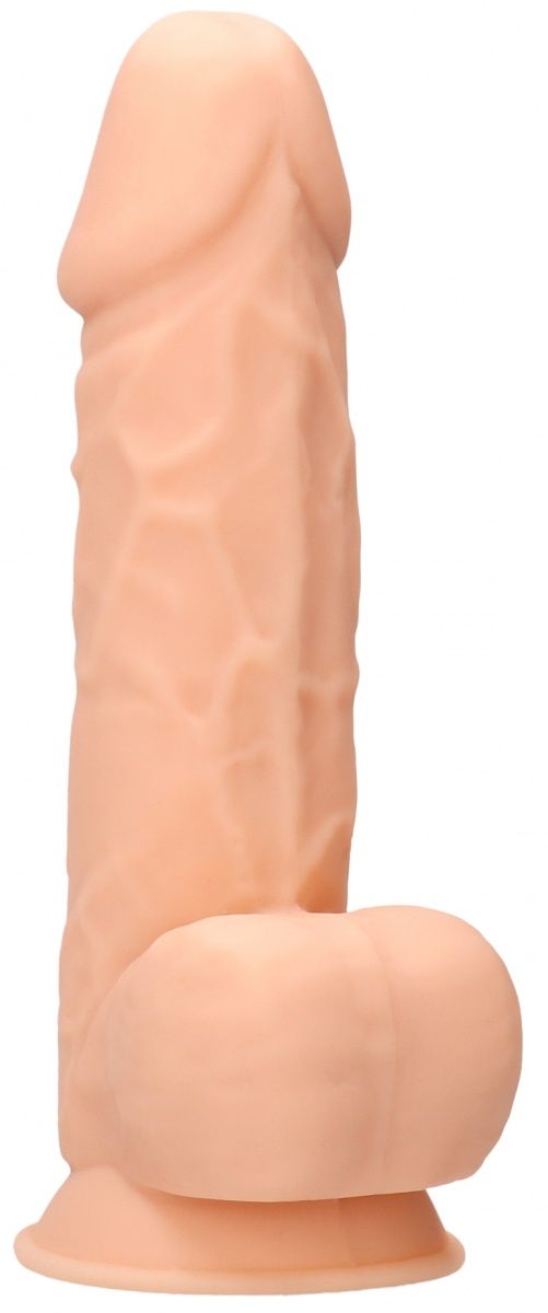 Купить Телесный фаллоимитатор Silicone Dildo With Balls - 21,6 см. в Москве.