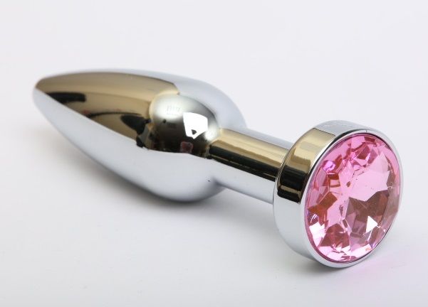 Купить Удлинённая серебристая пробка с розовым кристаллом - 11,2 см. в Москве.