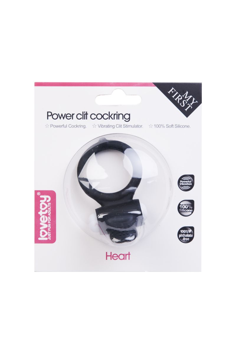 Купить Чёрное виброкольцо для пениса Power Heart Clit Cockring в Москве.